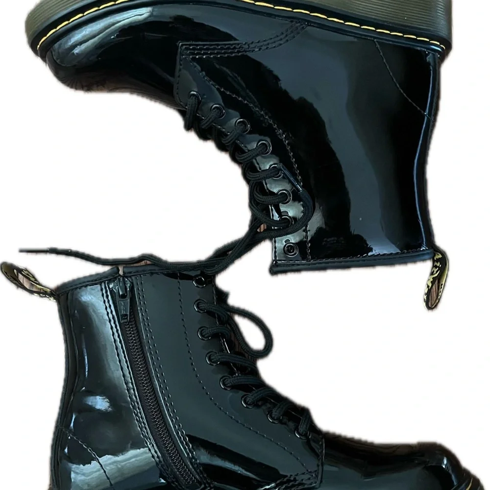 Dr. Martens 1460 J Black Patent Leather Lace-Up Boots